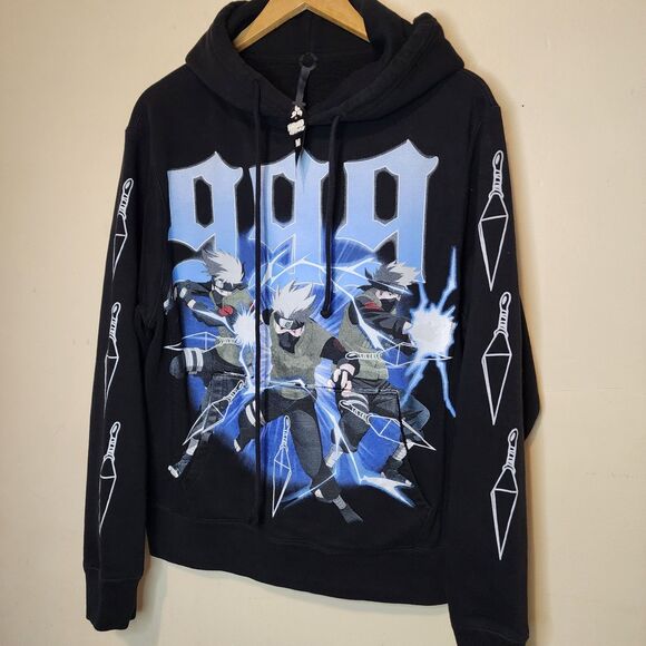 999 Club Naruto Shippuden Hoodie Sweatshirt Kakeshi Sensei Lightning Medium - Picture 5 of 12